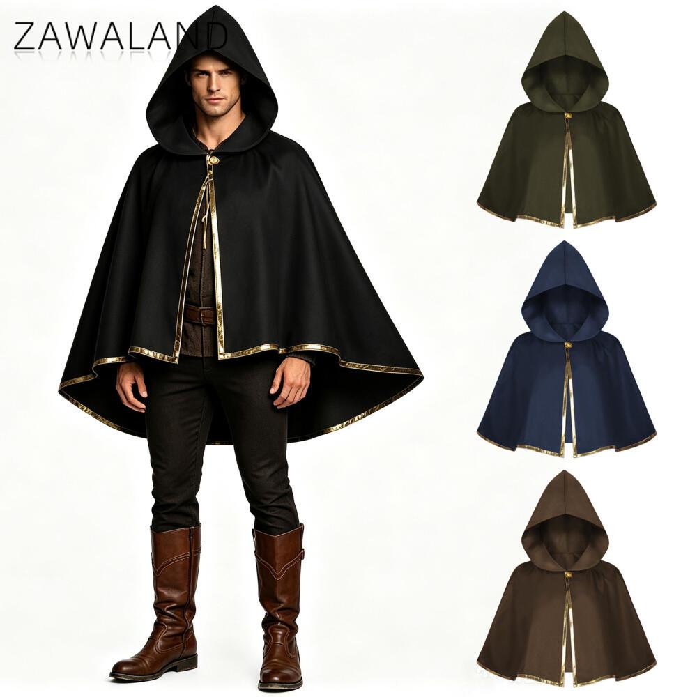 Men'S Accessories Vintage - Cape à capuche médiévale avec bordure