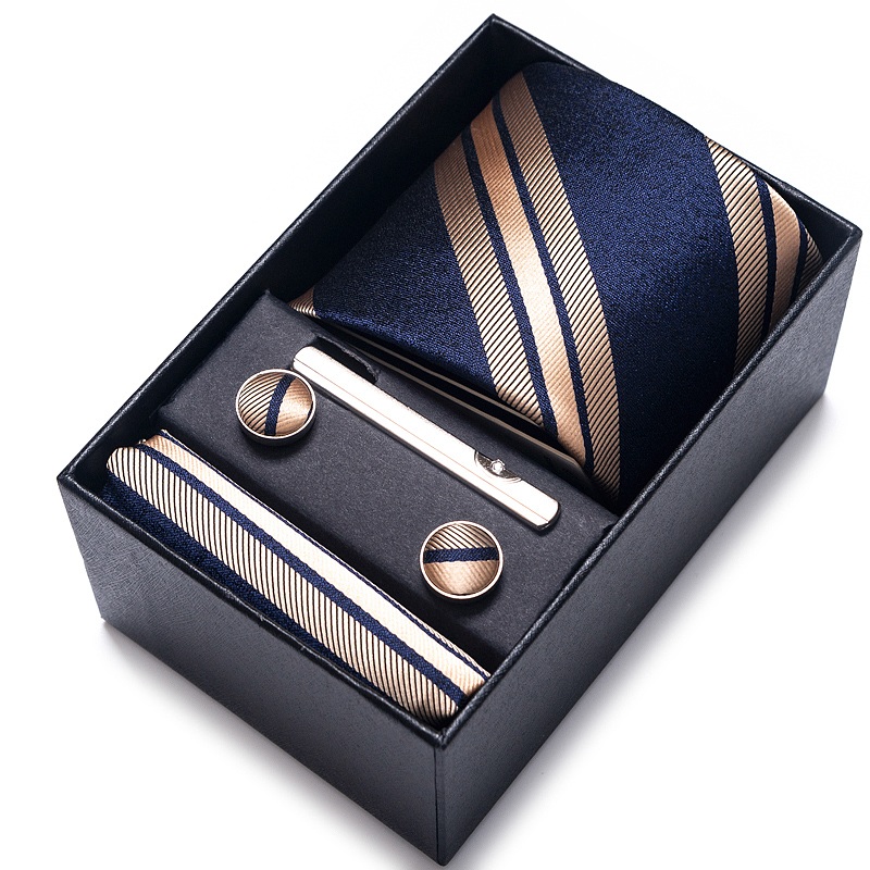Men'S Accessories Gift Set Branded - 100% soie marque cravate mouchoir bouton