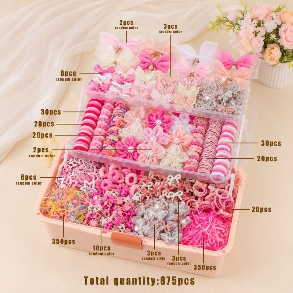 Tie Clip Set - 875 pièces/ensemble d'accessoires pour cheveux de