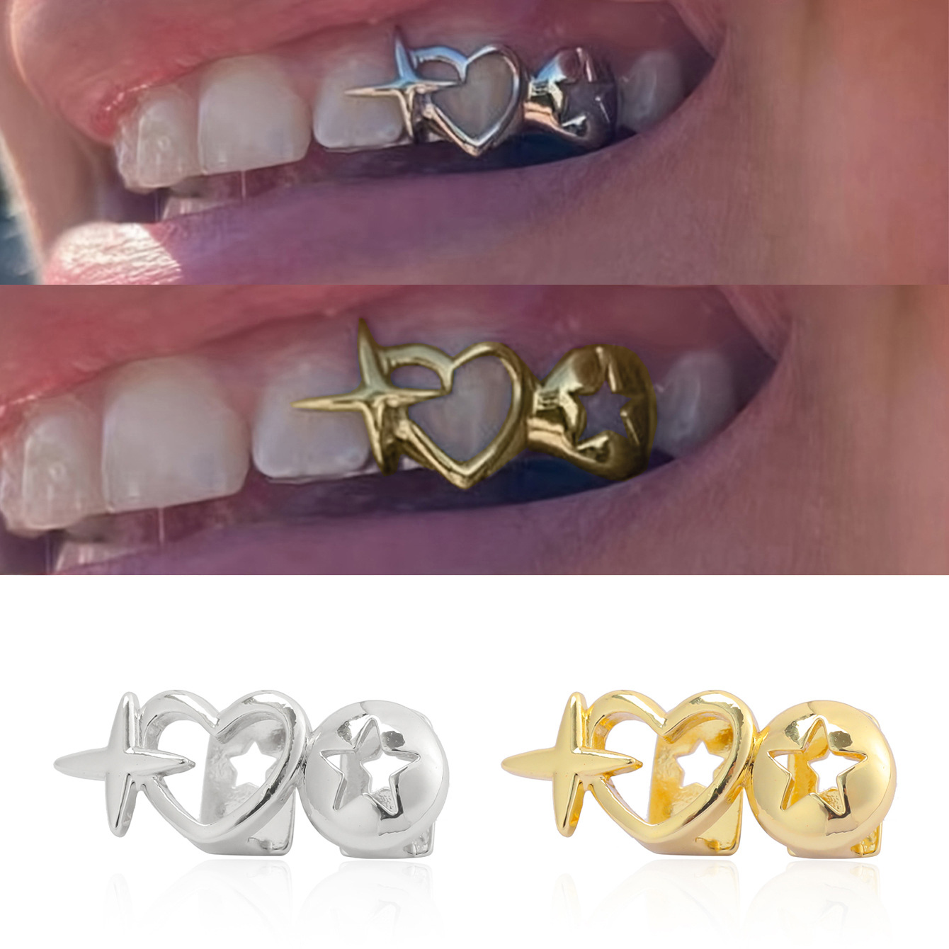 Punk Hip Hop creux coeur dents - Men'S Accessories Vintage avis et prix